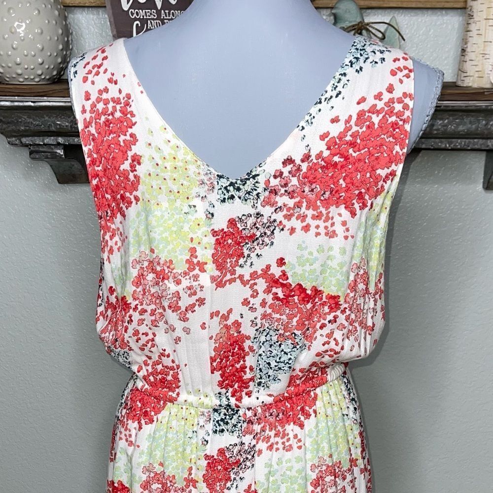 Lucky Brand Sleeveless V Neck Red Pink Floral Print Maxi Dress Size Medium - Picture 7 of 12